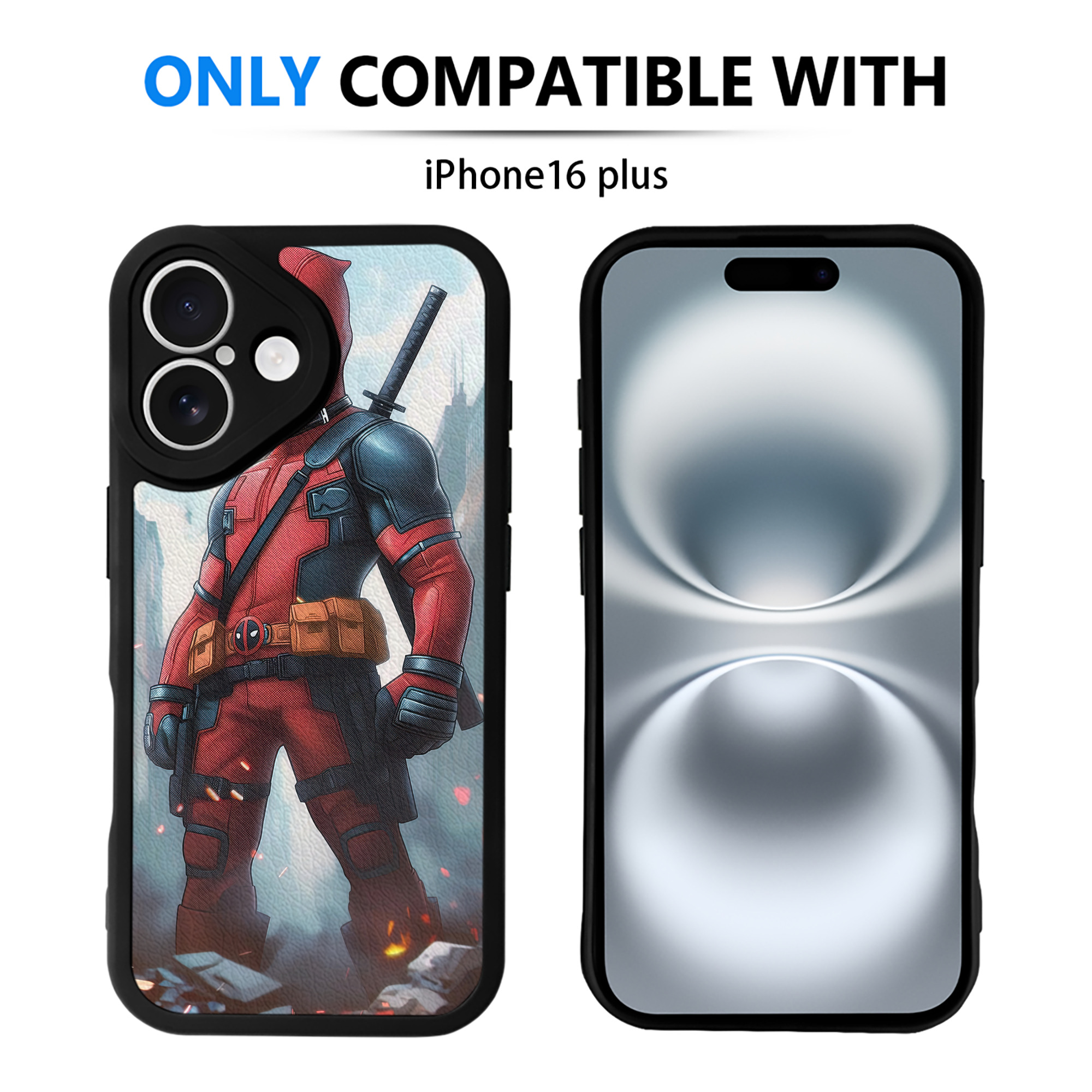 （画像用） Deadpool デッドプール 【iPhone 16シリーズ対応】シリコンスマホケース（レザー調） 材質：シリコン